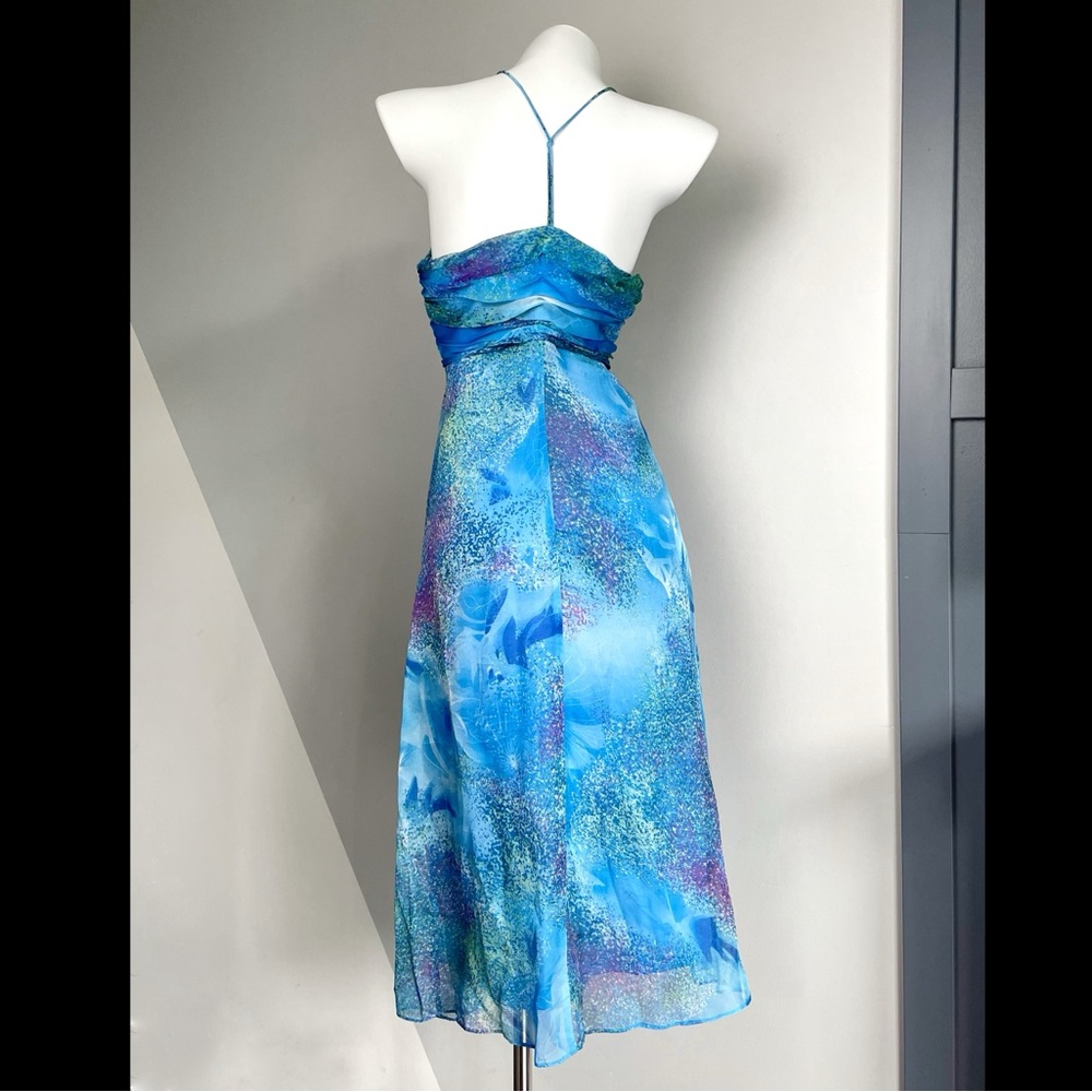 Y2k Fairy Blue Flowy Halter Dress - Picture 3 of 6